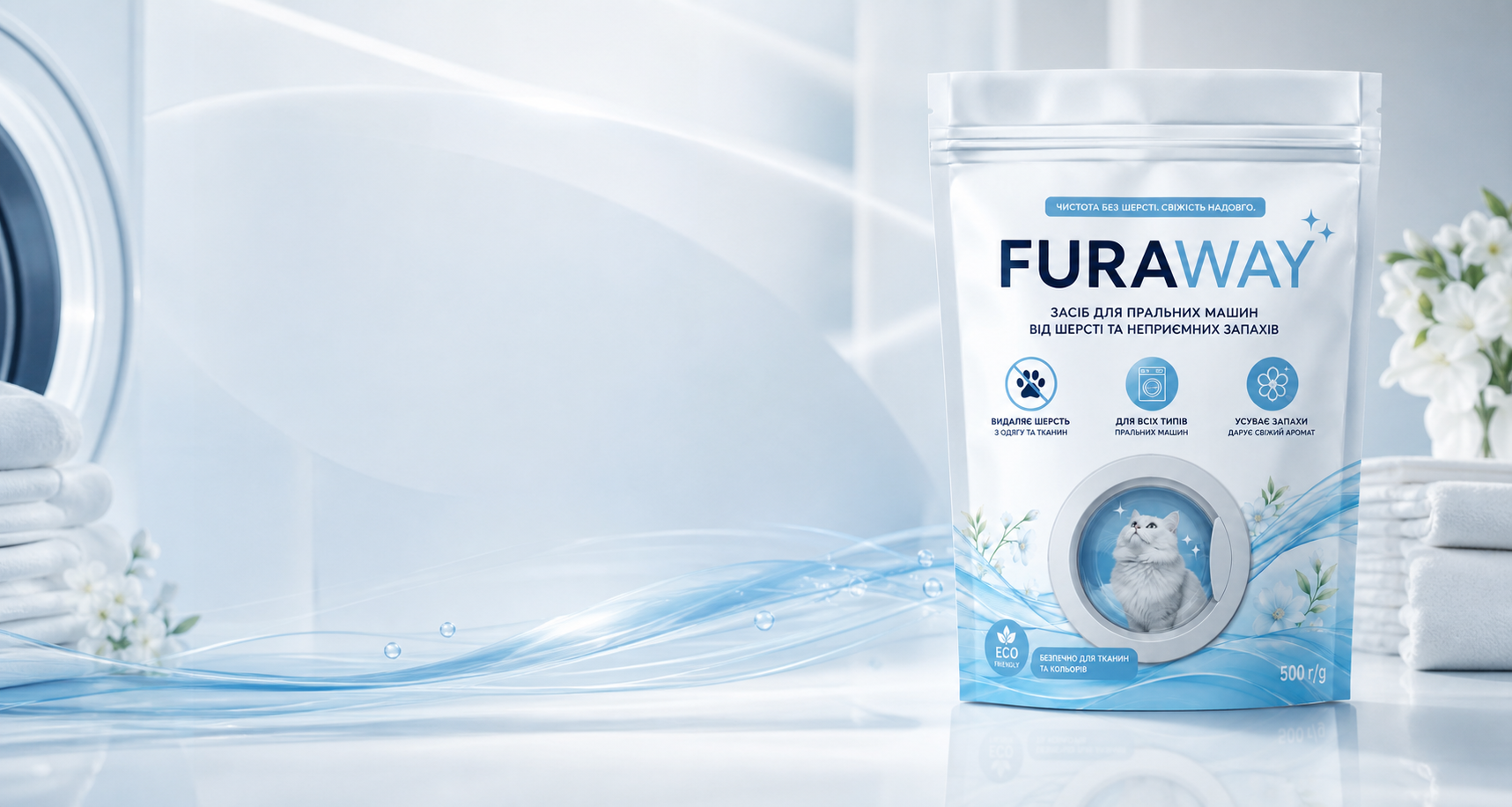 Преміальний рекламний банер FURAWAY у блакитних кольорах