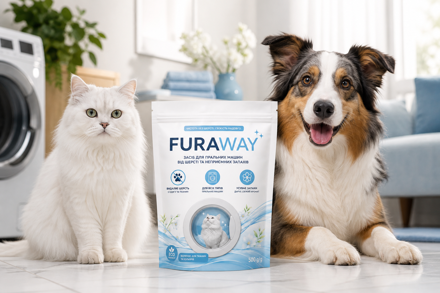 Кіт і собака поруч із засобом FURAWAY